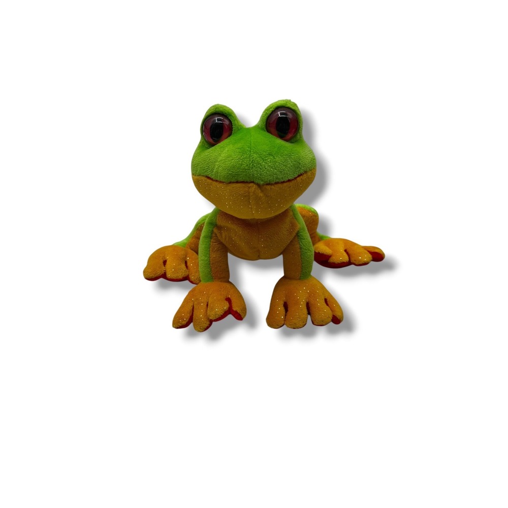 Webkinz Tree Frog Plush HM109 Ganz Green Orange Sparkly Stuffed Animal No Code